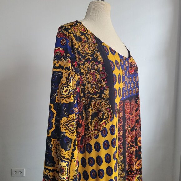 Ivy City Co Nova Patchwork Blue, Yellow, & Red Paisley print (Size S/M) - Picture 3 of 15